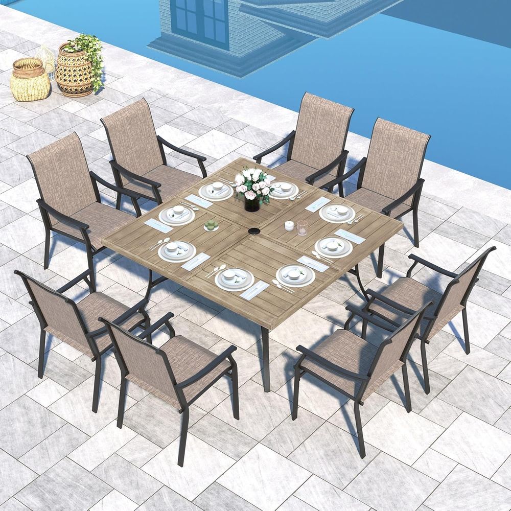 Outdoor Furniture Quick Dry - Patio Dining Set 9 Pieces, 8
