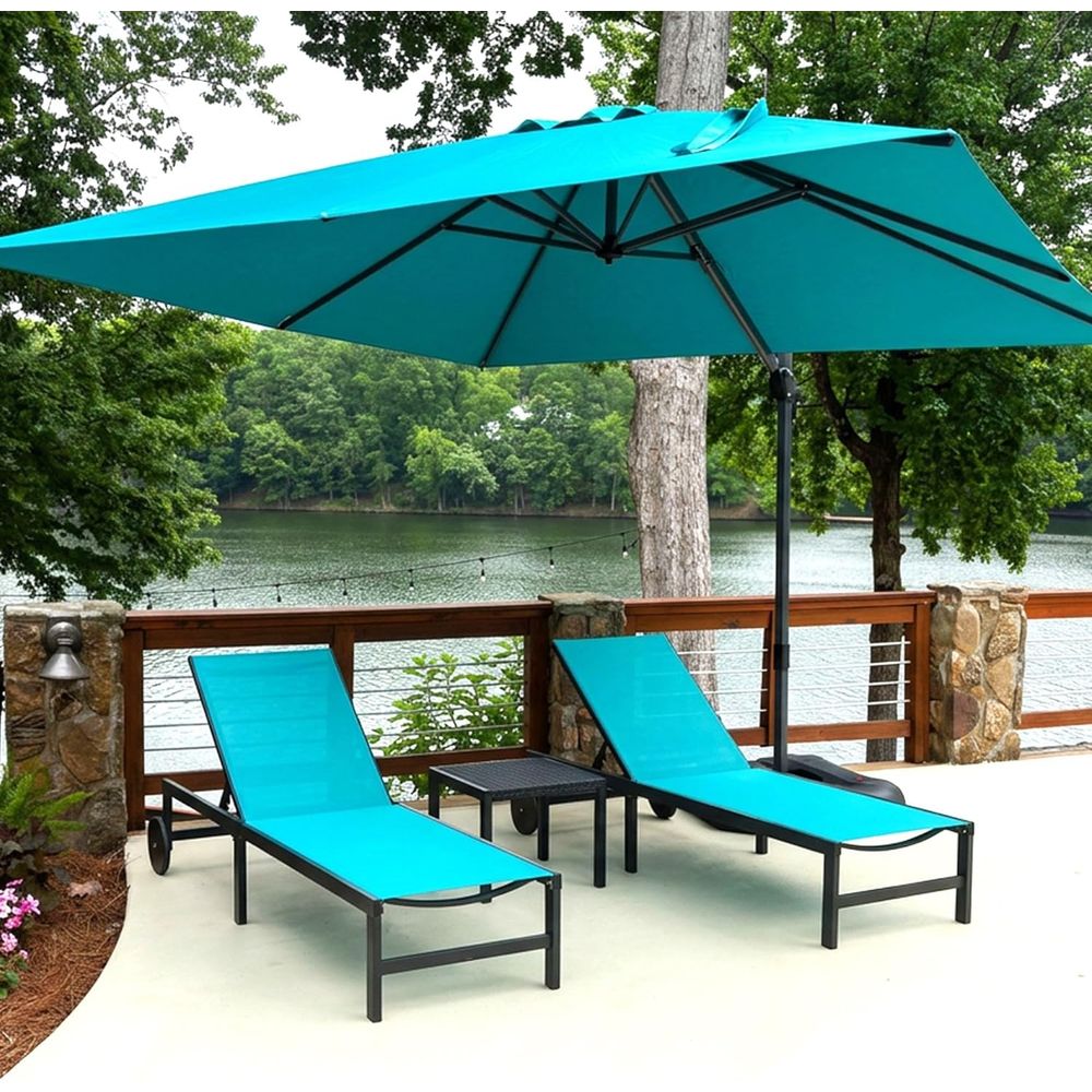 Outdoor Furniture Quick Dry - Set with Wheels and Table, Turquoise
