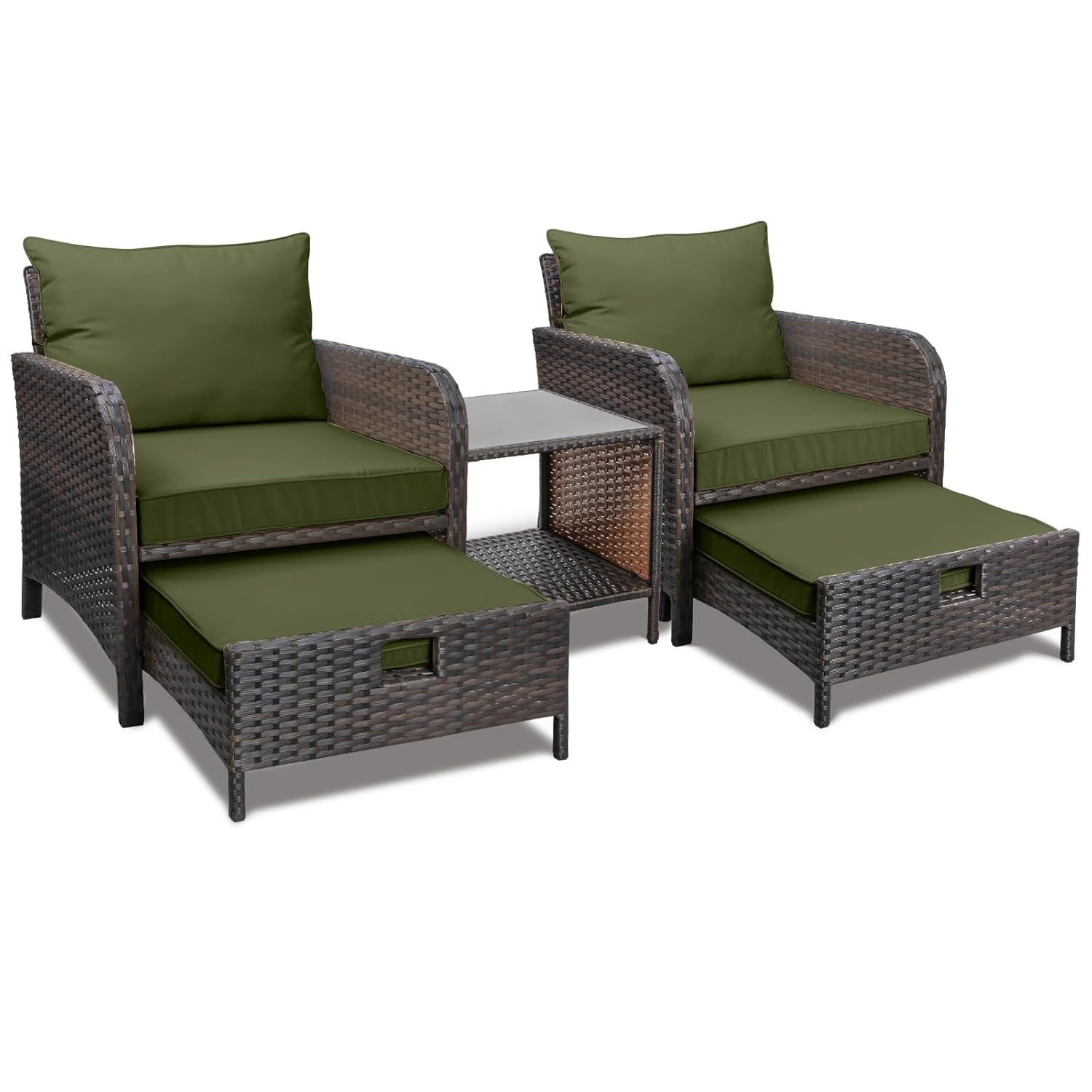 Outdoor Furniture Green - 5 Piece PE Rattan Patio Set