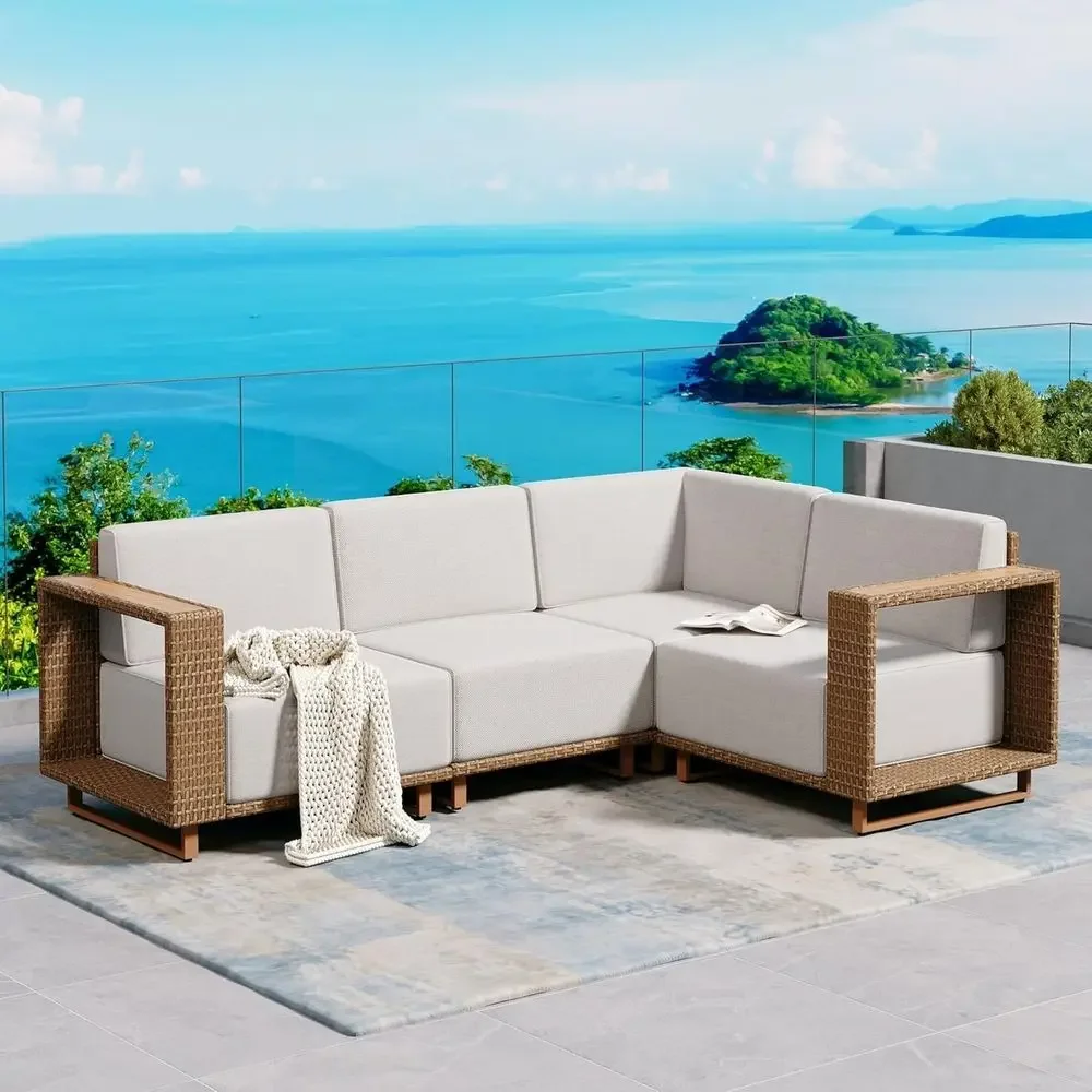 Outdoor Furniture L Shape - L-Shaped Outdoor Sectional Sofa with 10