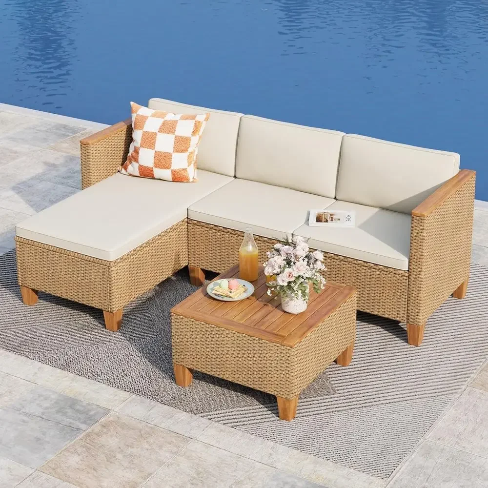 Outdoor Furniture L Shape - 3-Piece Outdoor Patio Furniture Set: L-Shaped