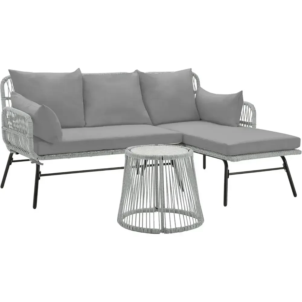 Gray L-Shaped Sectional Patio  - Outdoor Furniture L Shape review and price