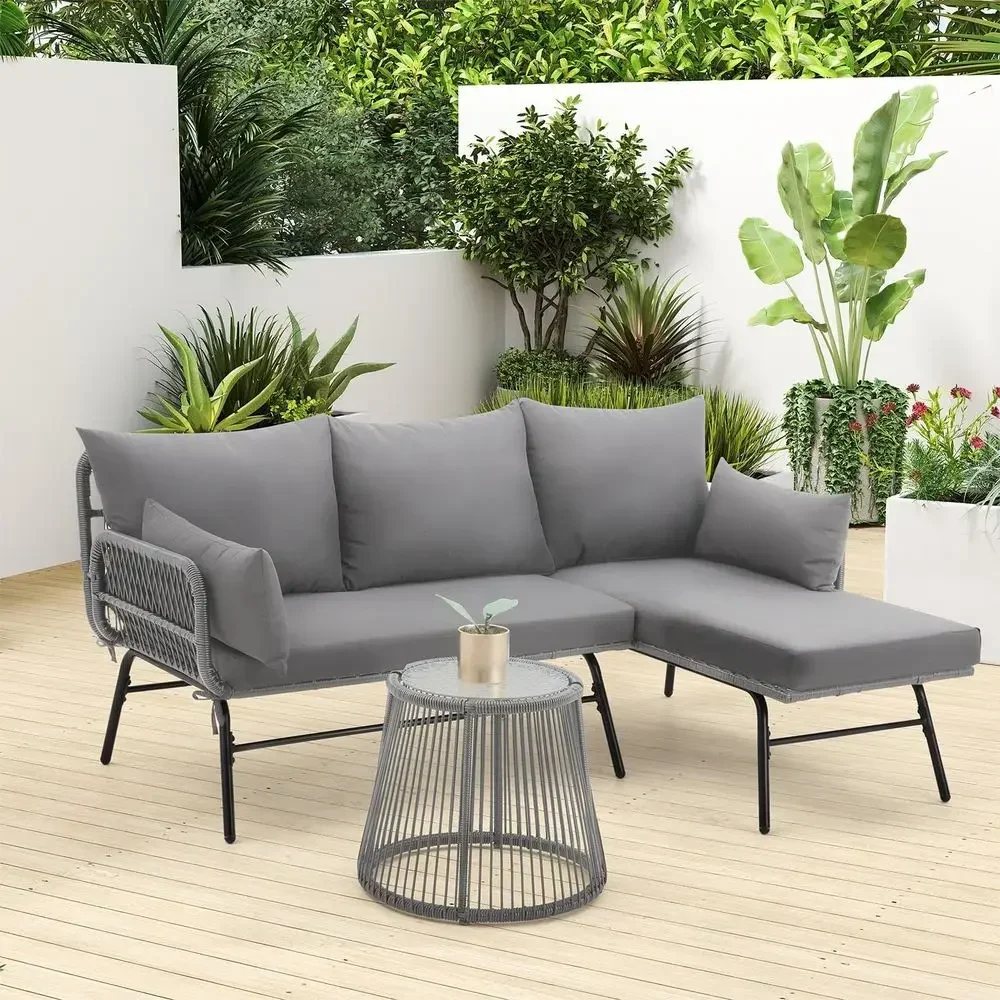 Gray L-Shaped Sectional Patio  - Outdoor Furniture L Shape review and price