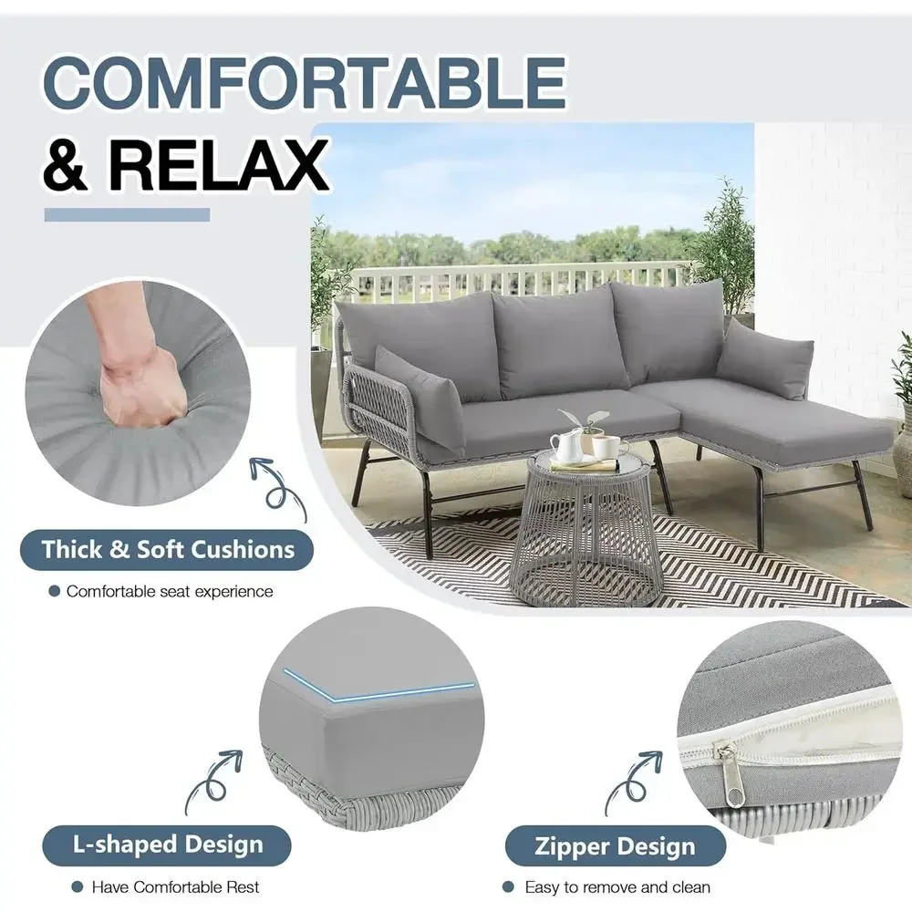 Gray L-Shaped Sectional Patio  - Outdoor Furniture L Shape review and price