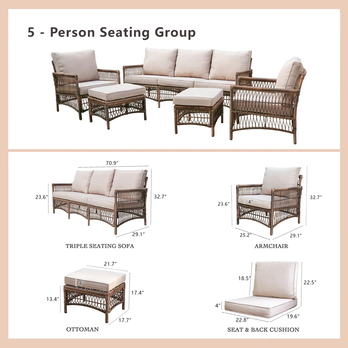 ！@Dwoo Durable PE Wicker 5 Pie - Outdoor Furniture Easy To Clean review and price