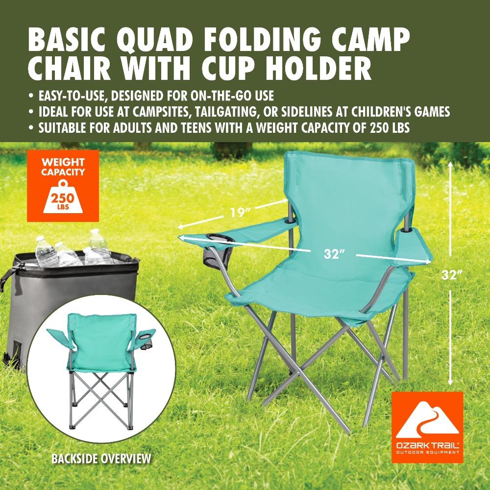 Foldable Quad Camping Chair wi - Outdoor Furniture Green review and price