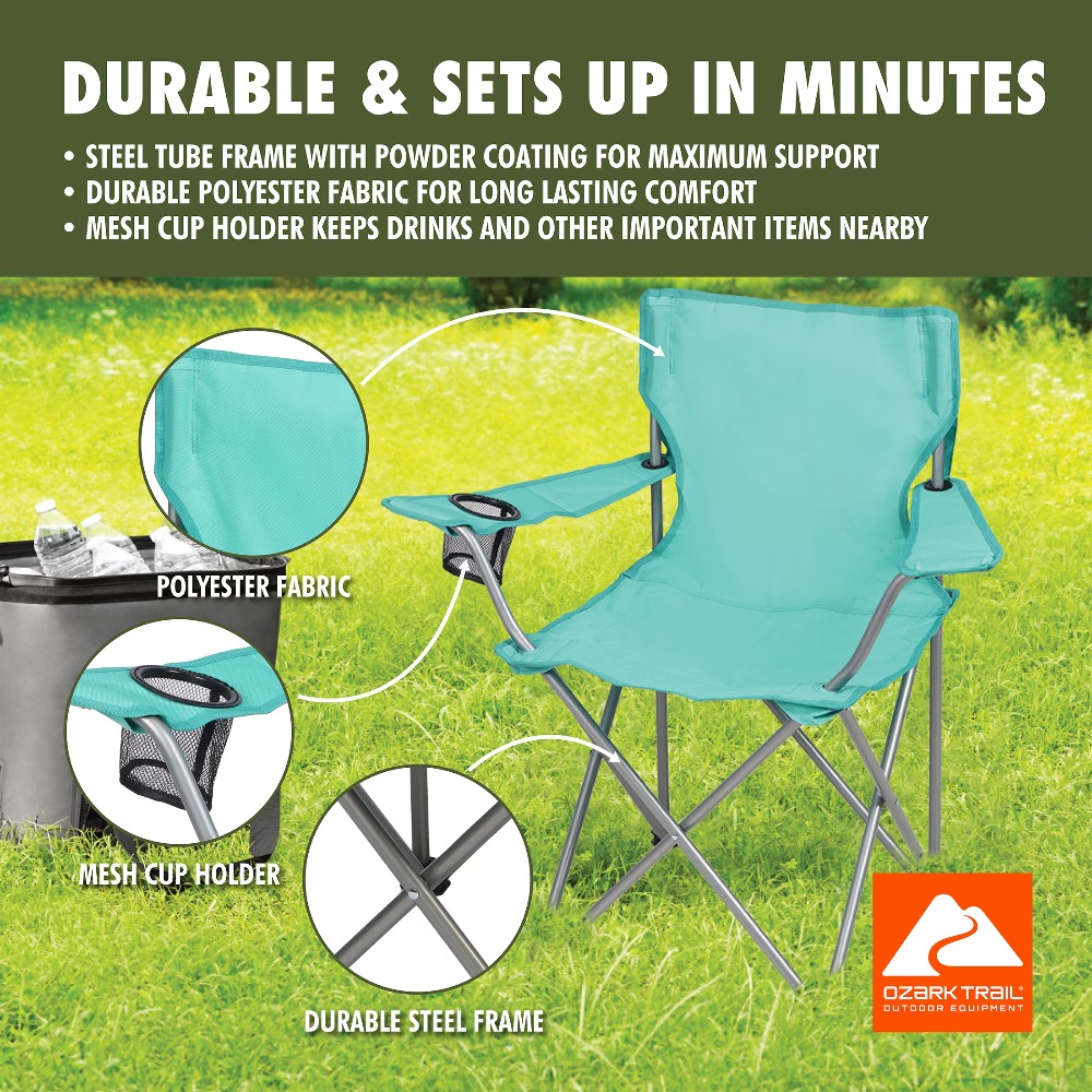 Foldable Quad Camping Chair wi - Outdoor Furniture Green review and price