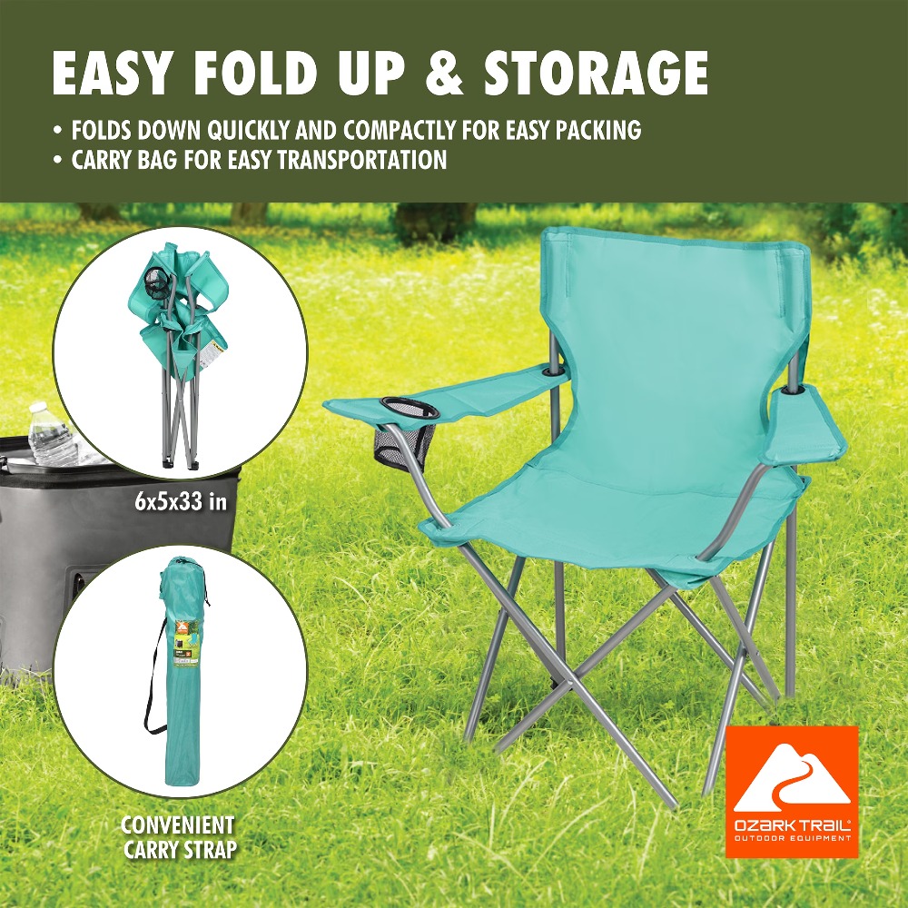 Foldable Quad Camping Chair wi - Outdoor Furniture Green review and price