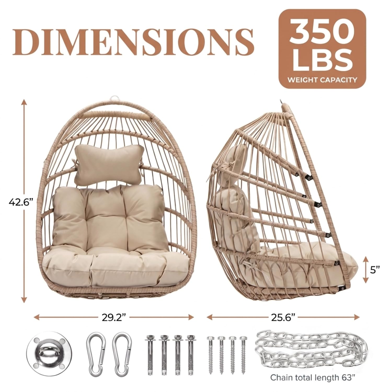 350LBS Wicker Hanging Egg Swin - Outdoor Furniture Without Cushions review and price