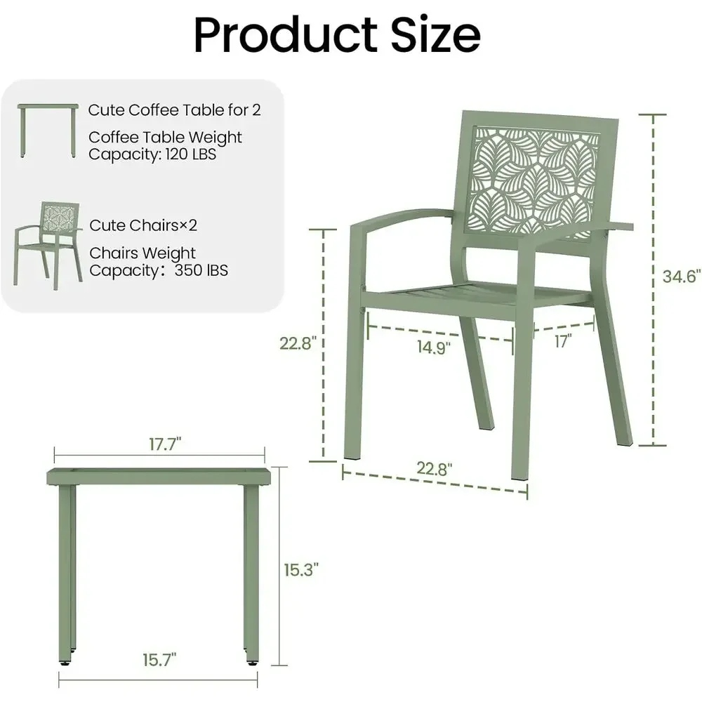 3-Piece Outdoor Bistro Set, St - Outdoor Furniture Green review and price