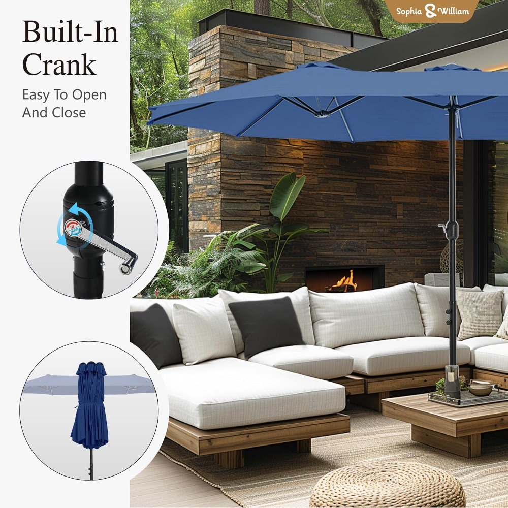 15ft Extra Large Rectangular M - Outdoor Furniture Umbrella review and price