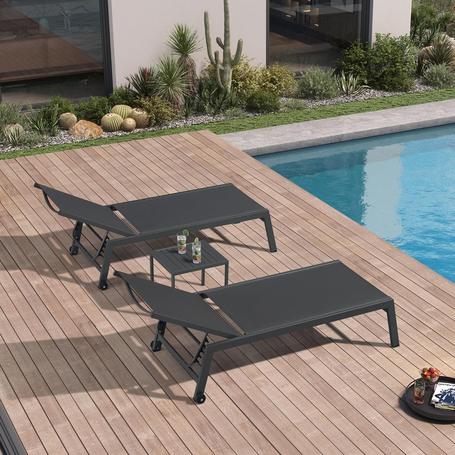 Wide Patio Lounge Chair 2 Set  - Outdoor Furniture Quick Dry review and price