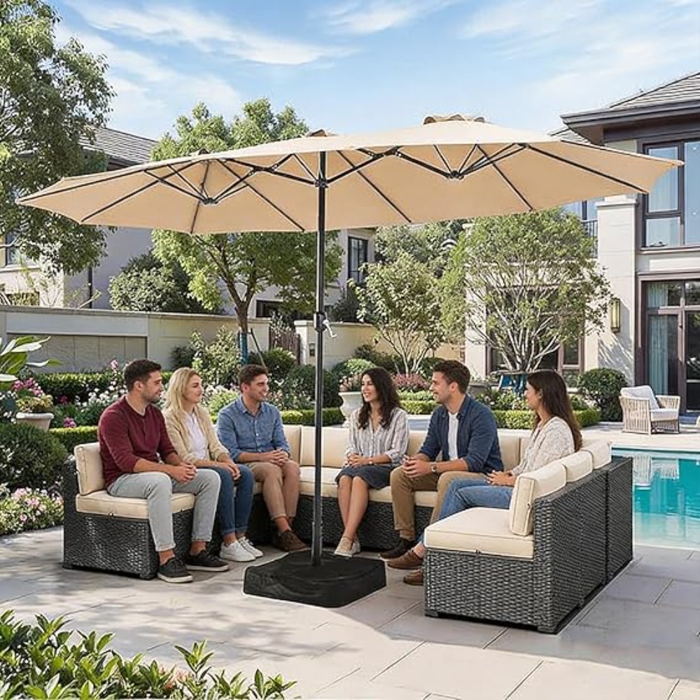 15ft Patio Umbrella with Base  - Outdoor Furniture Umbrella review and price