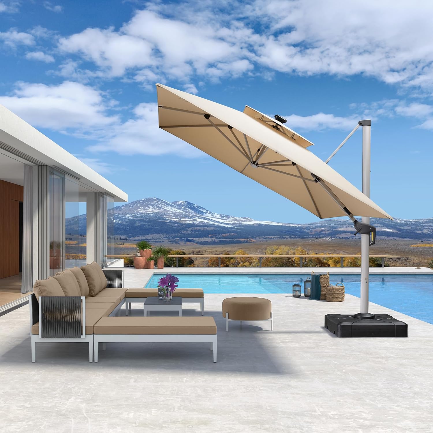 10' X 13' Double Top Deluxe So - Outdoor Furniture Umbrella review and price