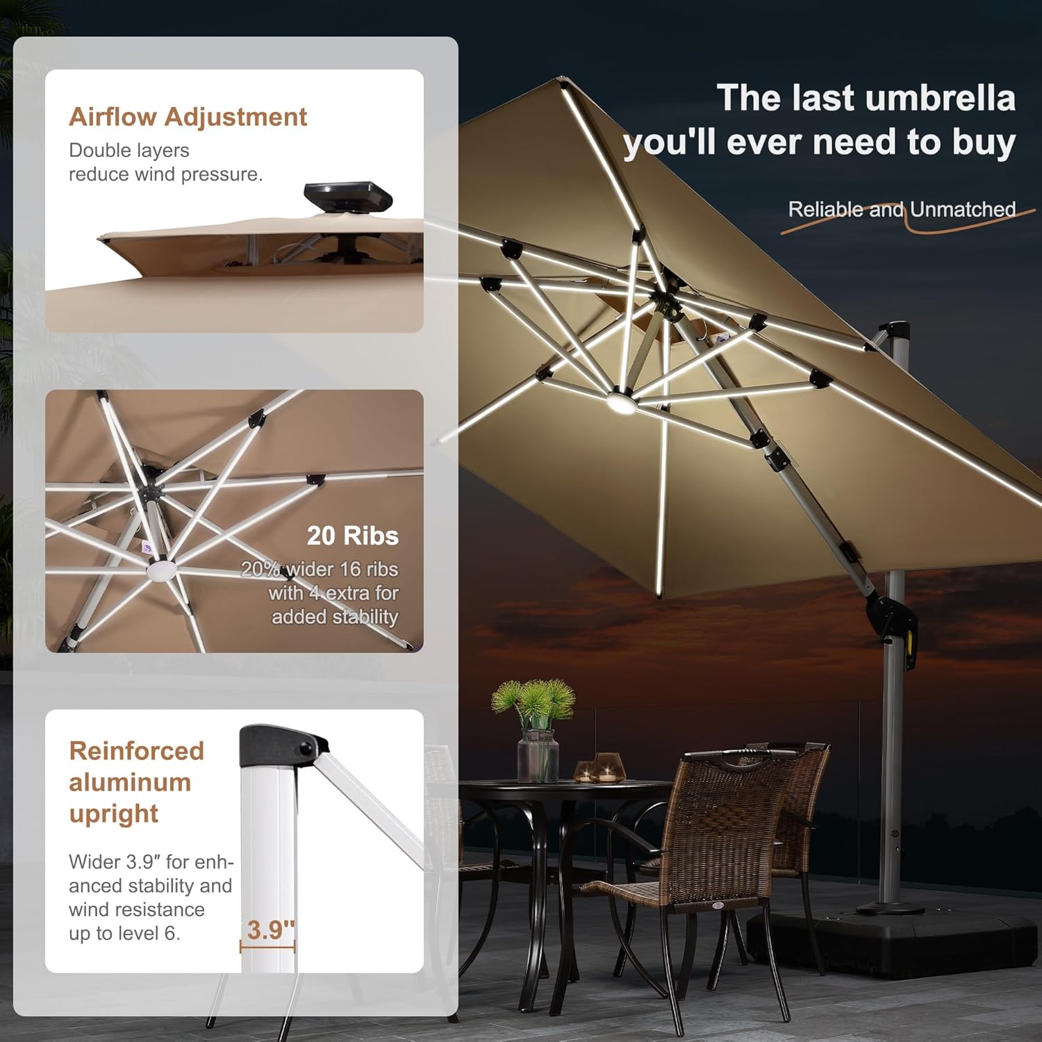 10' X 13' Double Top Deluxe So - Outdoor Furniture Umbrella review and price