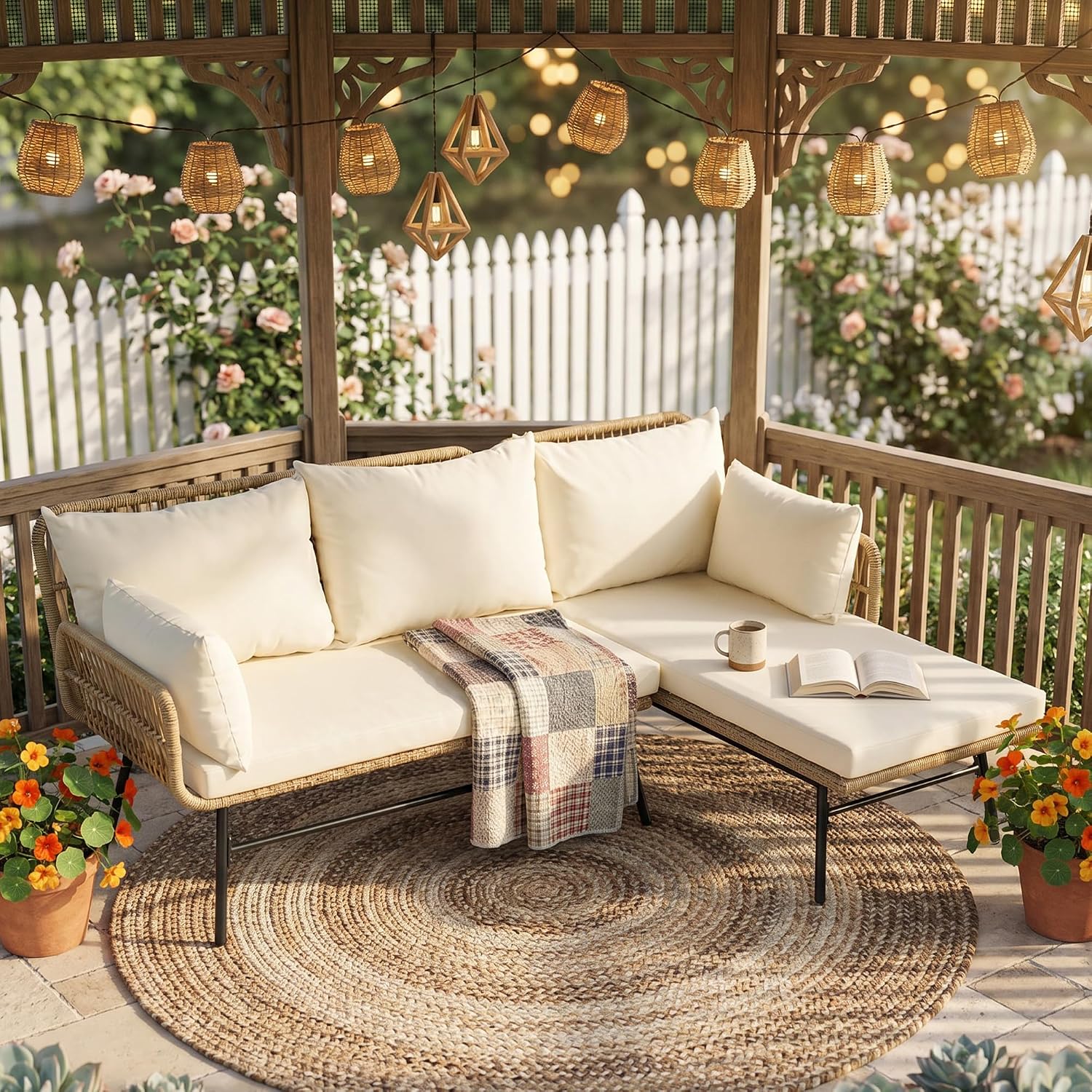 3 Pieces Boho Patio Furniture  - Outdoor Furniture L Shape review and price