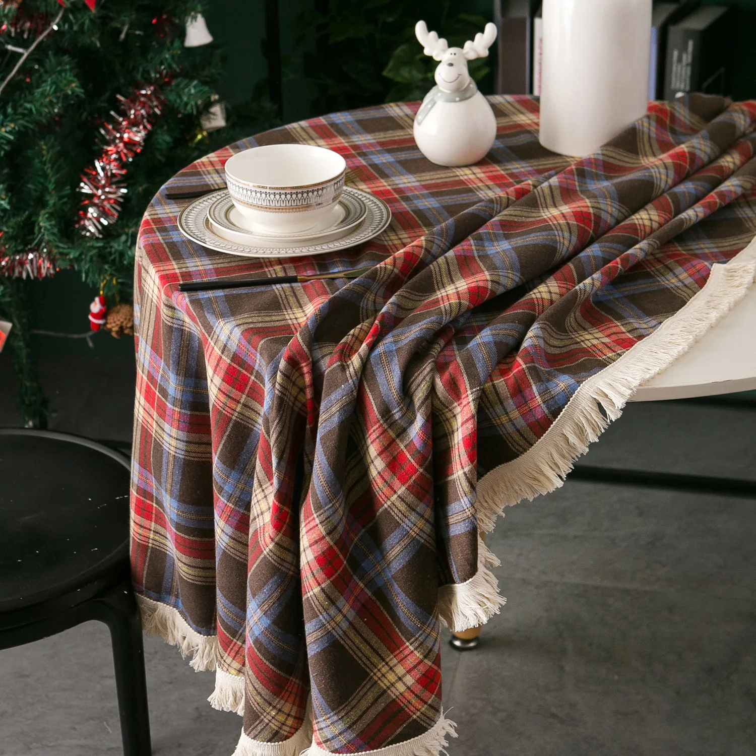 Plaid Tassels Christmas Decora - Outdoor Furniture Green review and price