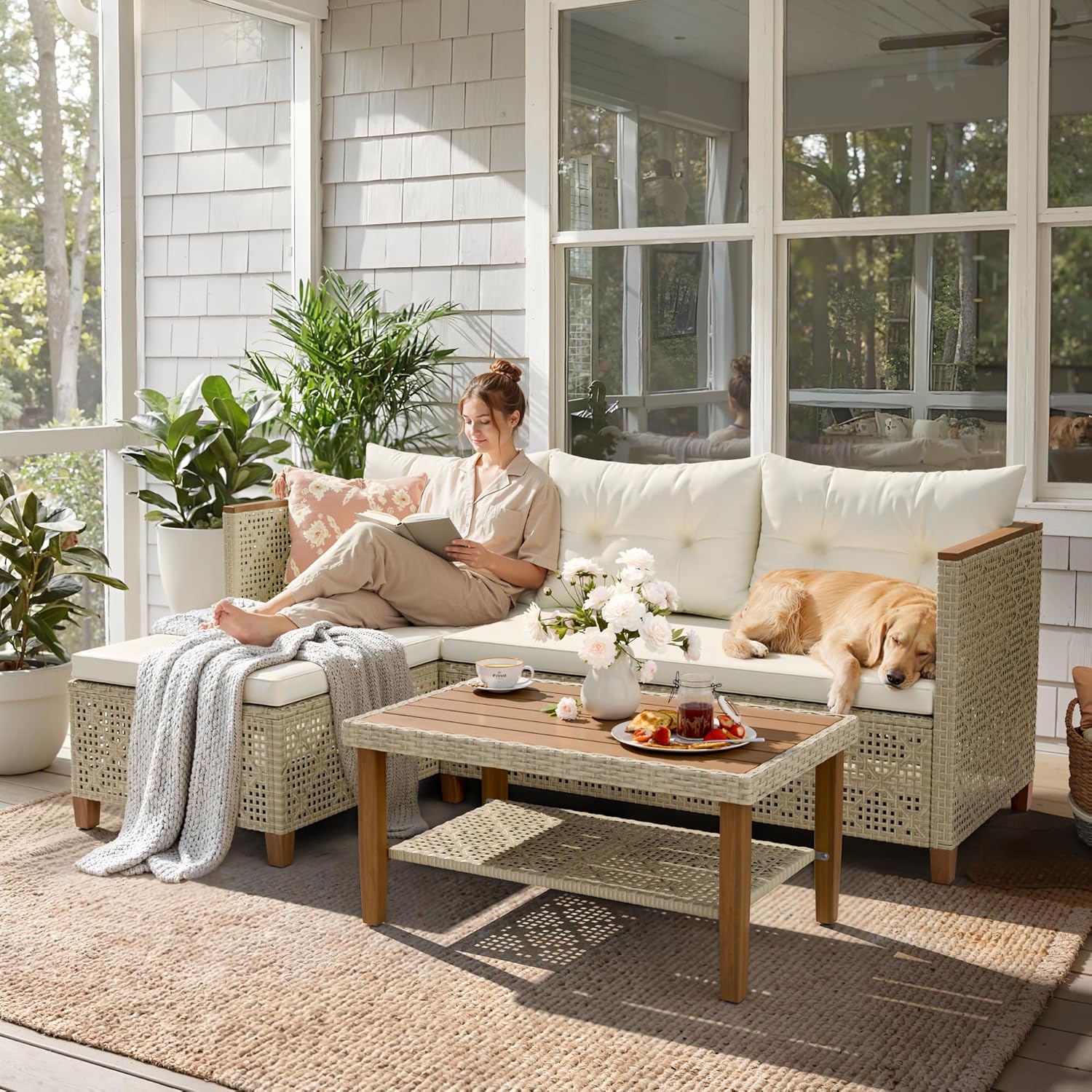All-Weather Modular PE Wicker  - Outdoor Furniture L Shape review and price