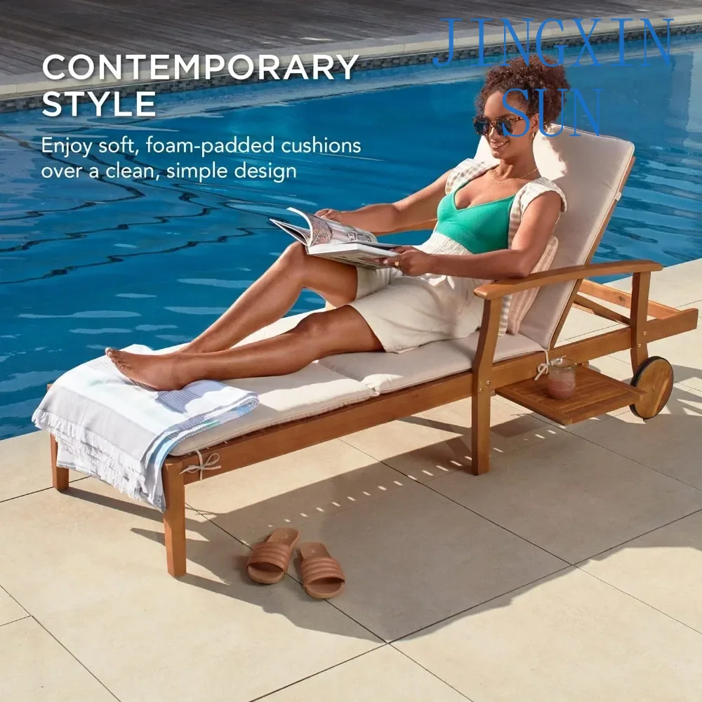 79x26in Acacia Wood Chaise Lou - Outdoor Furniture Without Cushions review and price